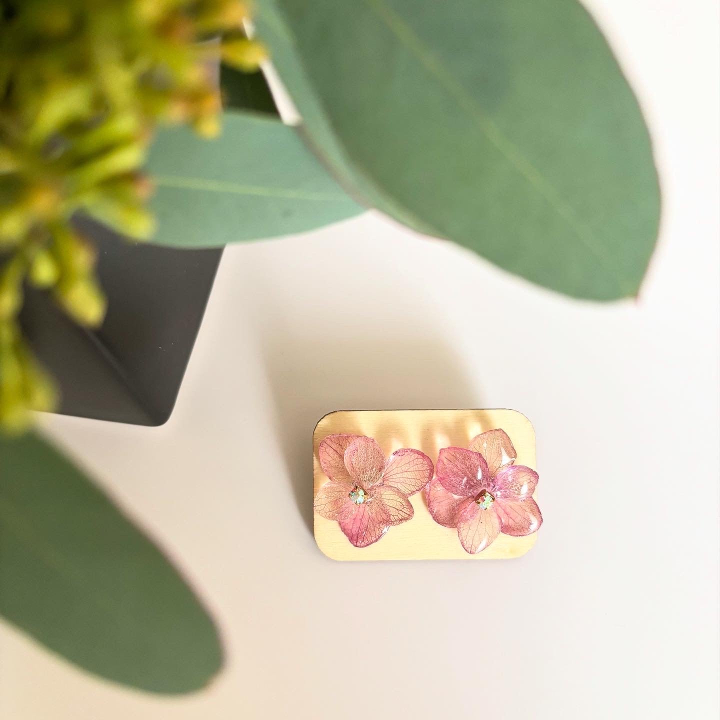 本物の紫陽花のピアス