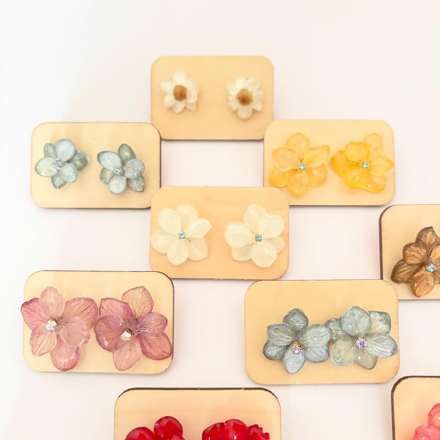 本物の紫陽花のピアス