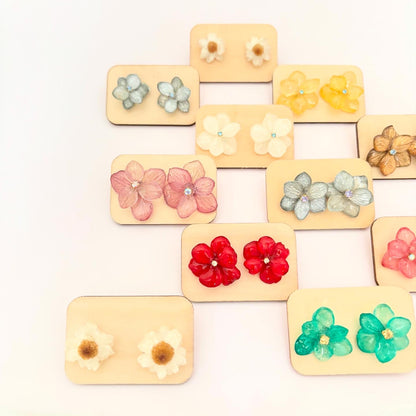 本物の紫陽花のピアス