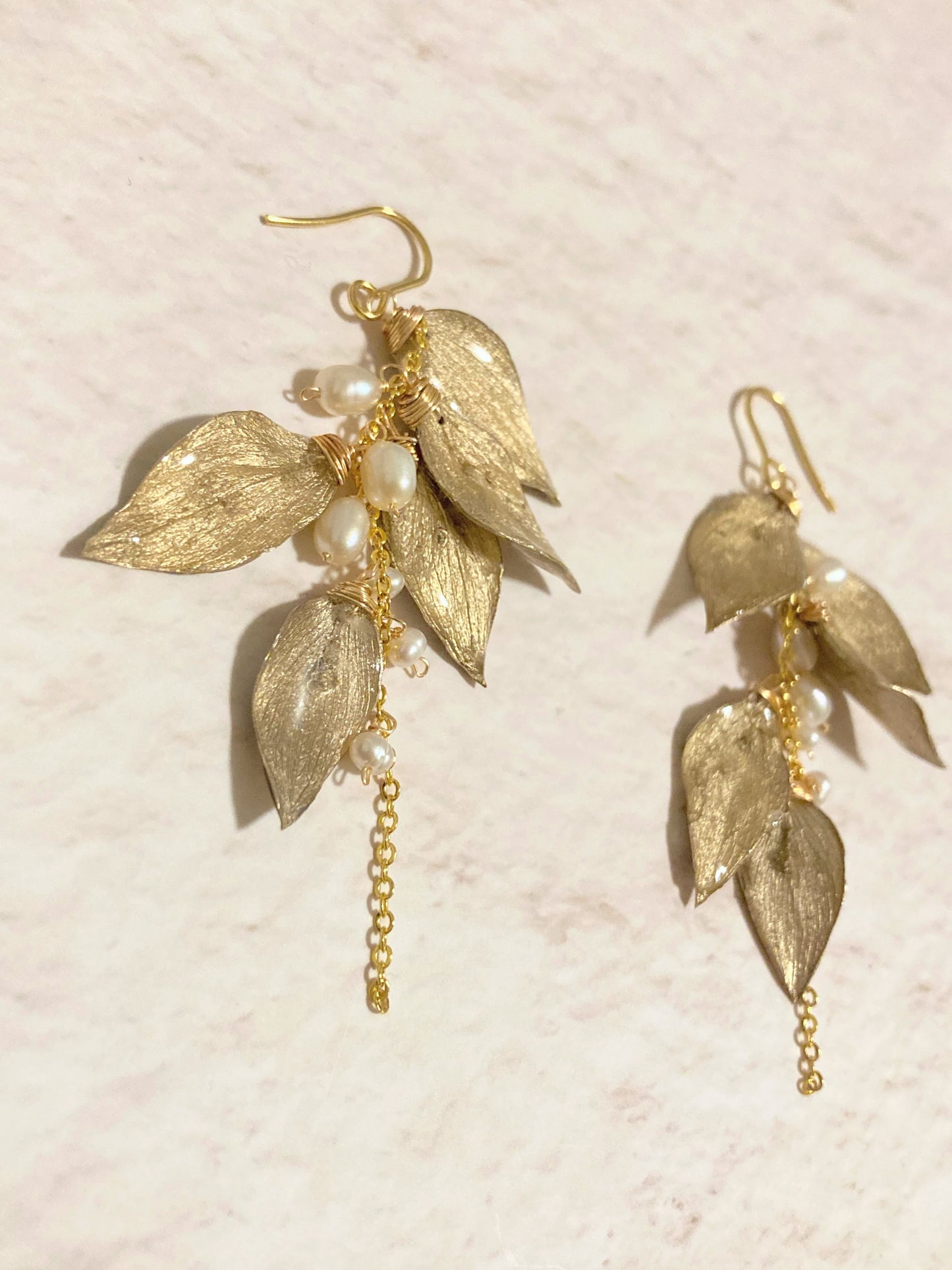 [Real Plants] Ruscus and Pearl Earrings 