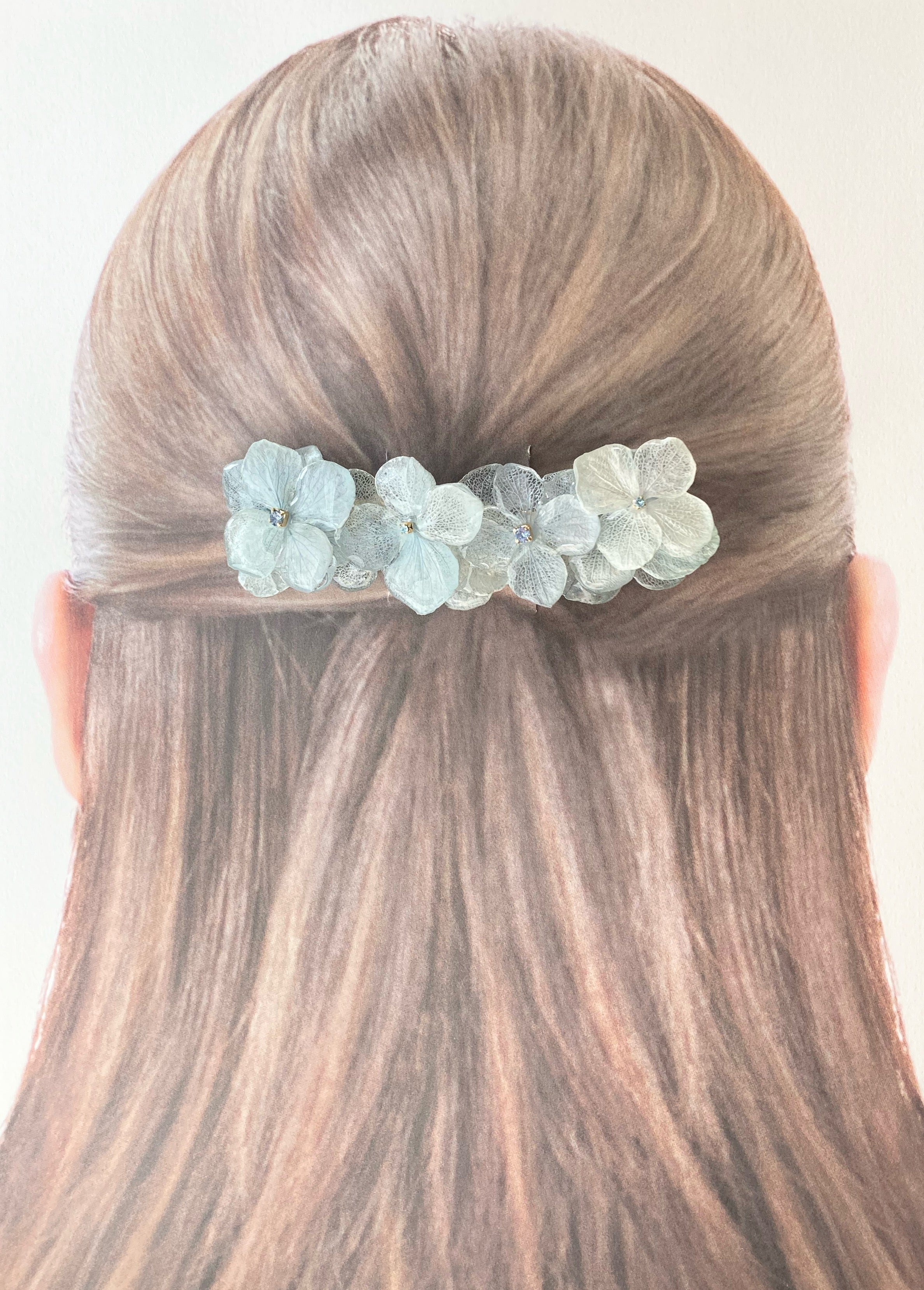 水色紫陽花のヘアクリップ　大