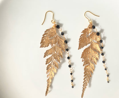 gold fern earrings