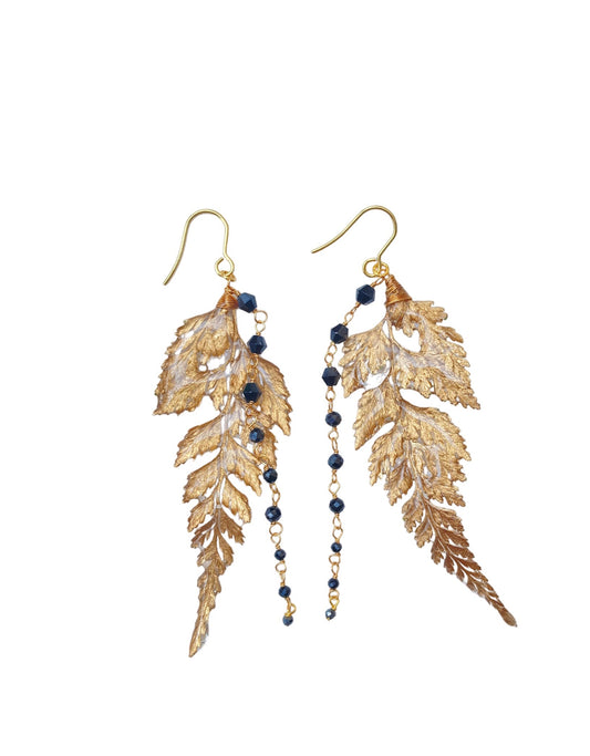 gold fern earrings